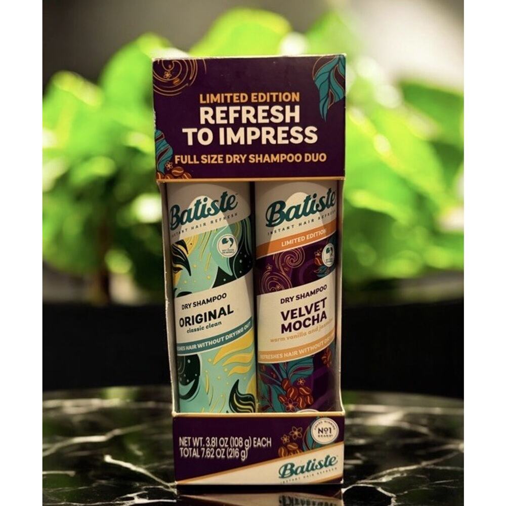 BATISTE Refresh To Impress Dry Shampoo Duo ORIGINAL + VELVET MOCHA 3.81 oz NIB